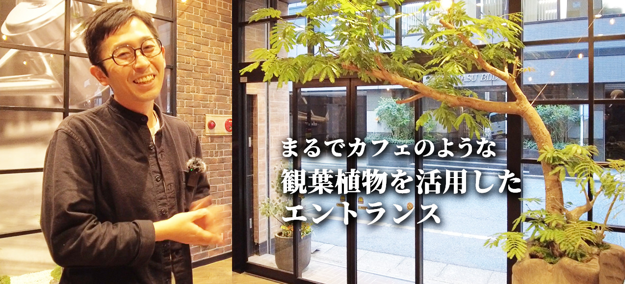 観葉植物×オフィス】グリーンをおしゃれに使った、本社エントランスを